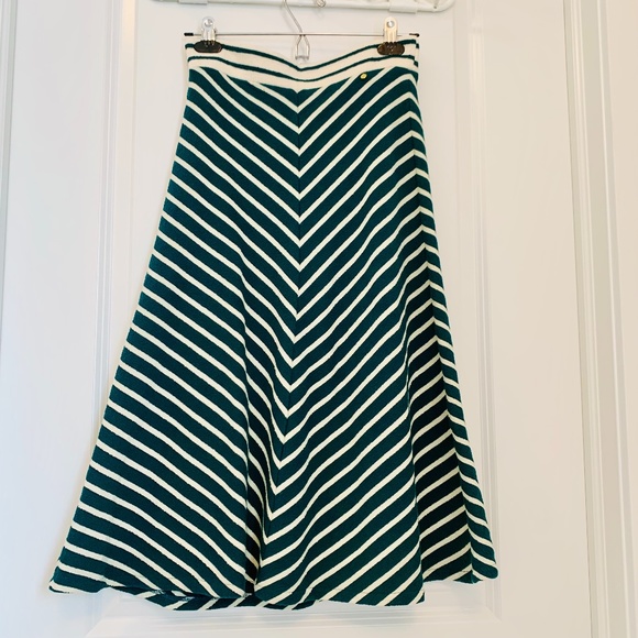 Anthropologie Harlyn Green Chevron Midi Skirt - Picture 2 of 7